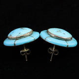 スリーピングビューティー鉱山産ターコイズ 25mmラウンド ピアス 12.73g (ID:33386)