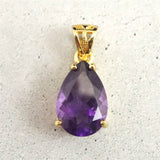 アメジスト 12ｍｍペアシェイプ型　ペンダントトップ 18KGP 1.49g (ID:33633)
