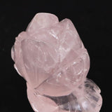 マダガスカル産 ローズクォーツ 薔薇彫刻置物　96mm  314g (ID:33811)