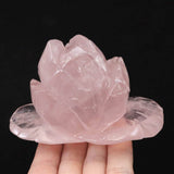 マダガスカル産 ローズクォーツ 薔薇彫刻置物　96mm  314g (ID:33811)