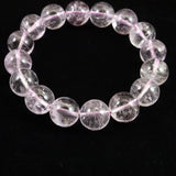 ブラジル産 未処理 クンツァイト 12mm玉ブレスレット 53.0g (ID:34550)