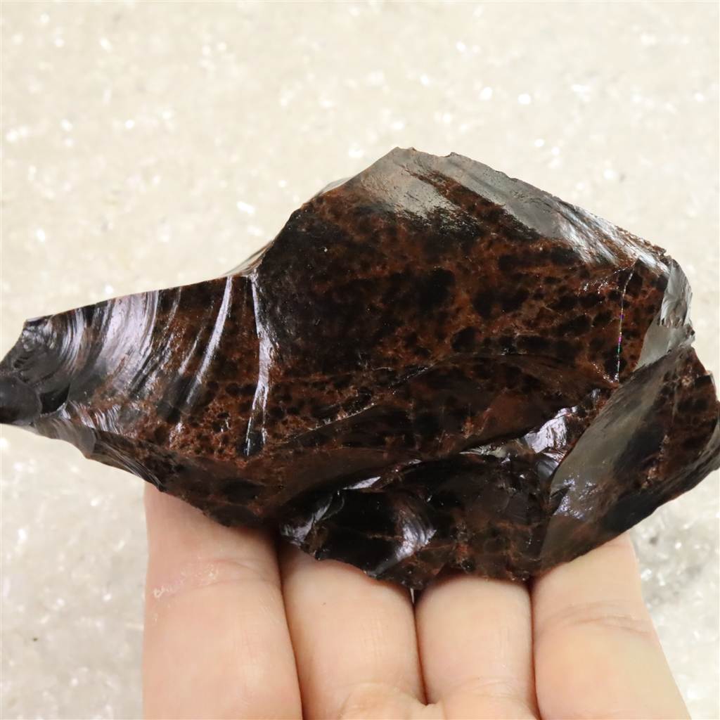 北海道産 オブシディアン 黒曜石 花十勝 105mm原石 232g (ID:34644