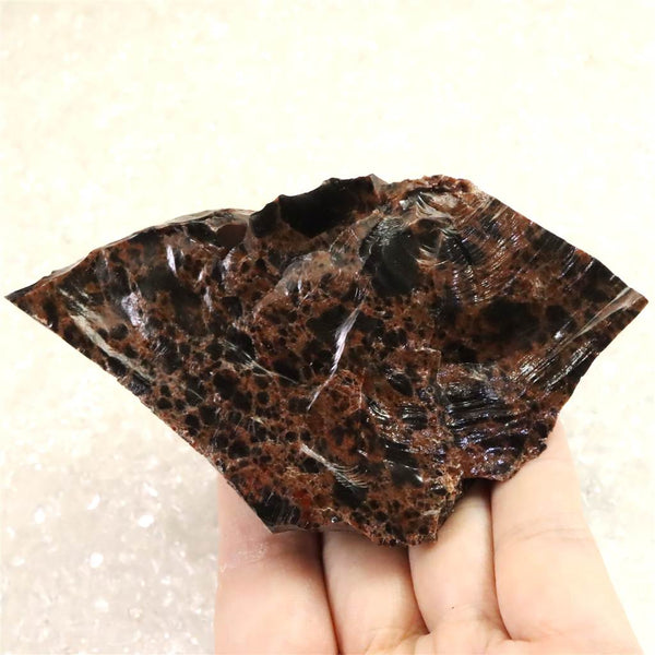 北海道産 オブシディアン 黒曜石 花十勝 105mm原石 232g (ID:34644
