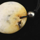 H&E社 ハニー＆クリームアゼツライト(AZOZEO)　ディスク型 コードペンダント 7.5g (ID:35550)