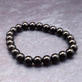 岐阜県産 黒水晶 モリオン 8mm玉ブレスレット　18.6g (ID:36816)