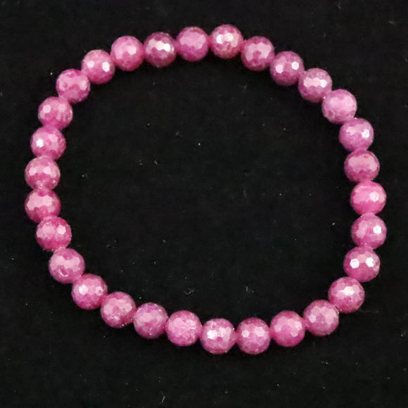 天然ルビー ミラーボールカット (2A)  6mm玉 ブレスレット 12.01g　 (ID:36995)