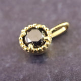 天然ブラックダイヤモンド 3mmラウンド ペンダントトップ チャーム K18YG  0.255g (ID:37335)