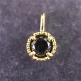 天然ブラックダイヤモンド 3mmラウンド ペンダントトップ チャーム K18YG  0.255g (ID:37335)