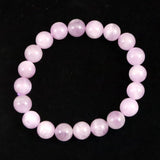 ライラックピンク クンツァイト 9.5mm玉ブレスレット 28.4g (ID:37449)