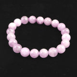 ライラックピンク クンツァイト 9.5mm玉ブレスレット 28.4g (ID:37449)