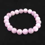 ライラックピンク クンツァイト 9.5mm玉ブレスレット 28.4g (ID:37449)