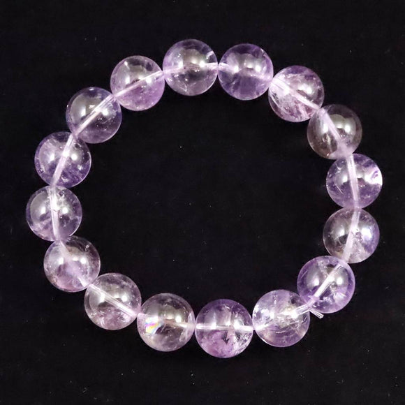 ボリビア産 ラベンダー アメジスト エレスチャル 13mm玉 ブレスレット 50.31g (ID:37535)