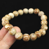 姫川薬石（ブラウン） 10mm玉ブレスレット　証明書付　28.5ｇ (ID:37567)