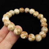 姫川薬石（ブラウン） 10mm玉ブレスレット　証明書付　28.5ｇ (ID:37567)