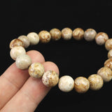 姫川薬石（ブラウン） 10mm玉ブレスレット　証明書付　28.5ｇ (ID:37567)