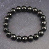 ノーブルシュンガイト  エリートシュンガイト　10mm玉ブレスレット 25.2g (ID:37715)