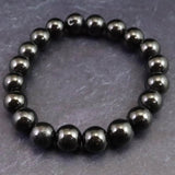 ノーブルシュンガイト  エリートシュンガイト　10mm玉ブレスレット 25.2g (ID:37715)