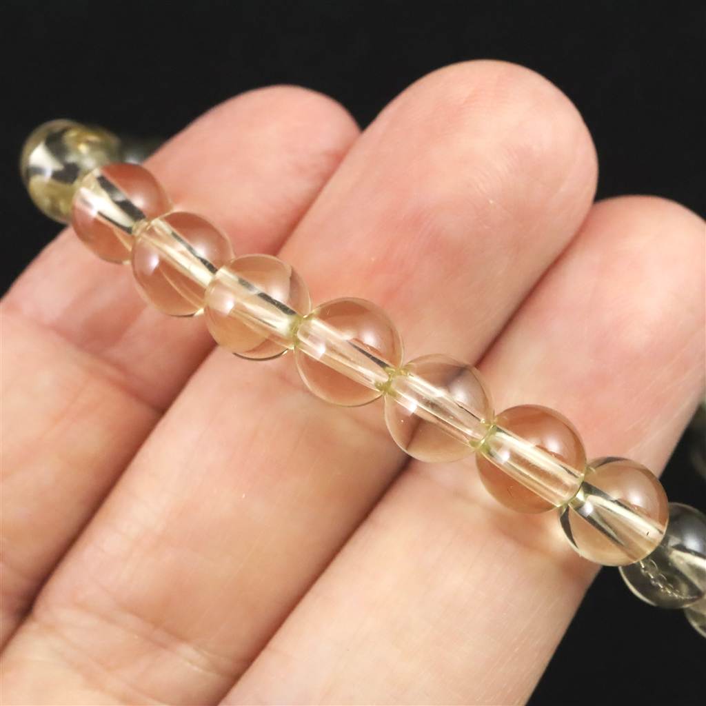 天然シトリン 非加熱 無処理 7mm玉ブレスレット 12.8g (ID:37988