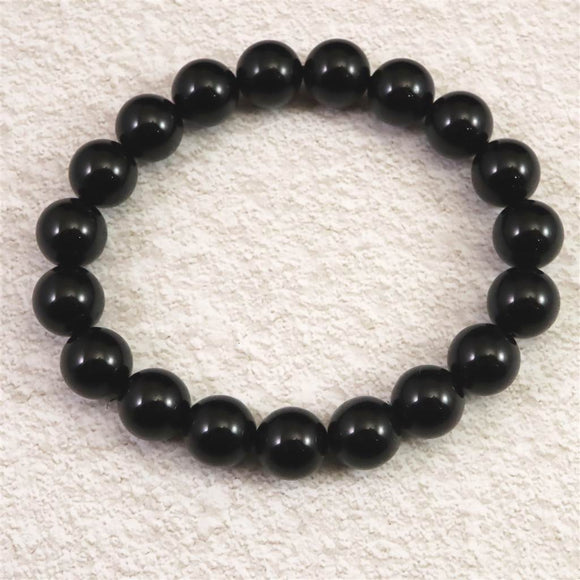 チベット産 天然モリオン水晶 4A  10mm玉 ブレスレット 30.5g (ID:38096)