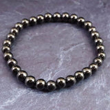 ノーブルシュンガイト  エリートシュンガイト　6mm玉ブレスレット 8.78g (ID:38335)