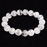 ブラジル産 ホワイト ファントム　2A+  12mm玉ブレスレット 42.93g (ID:38410)