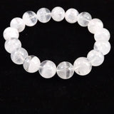 ブラジル産 ホワイト ファントム　2A+  12mm玉ブレスレット 42.93g (ID:38410)