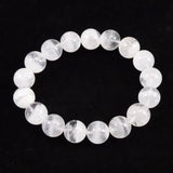 ブラジル産 ホワイト ファントム　2A+  12mm玉ブレスレット 42.93g (ID:38410)