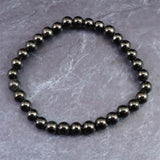 ノーブルシュンガイト  エリートシュンガイト　6mm玉ブレスレット 8.75g (ID:38909)