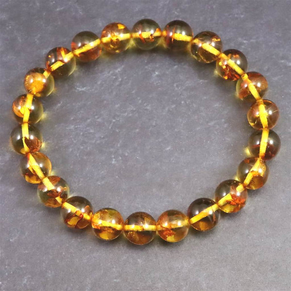 天然琥珀 バルティックアンバー 8.5mm玉ブレスレット 7.92g (ID:39314