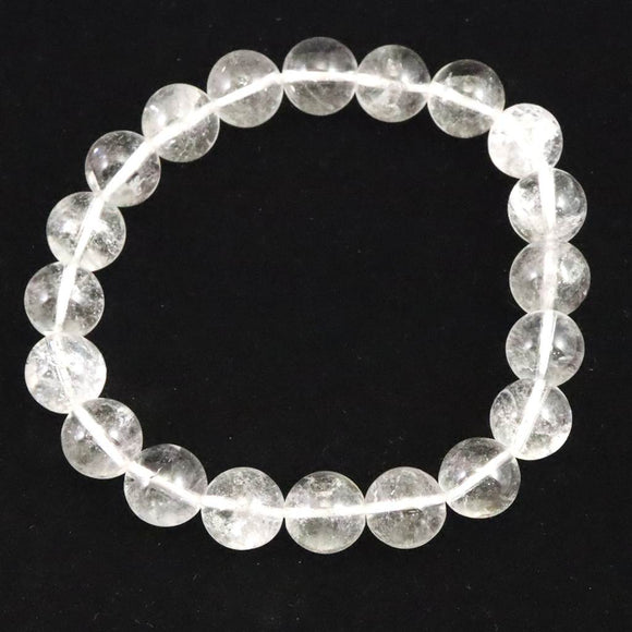 山梨県黒平水晶 Aグレード  10mm玉ブレスレット 証明書付 29.9g (ID:39748)