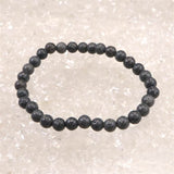 富士溶岩石 気泡なし 6mm玉ブレスレット 証明書付 10.7g (ID:40451)