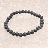 富士溶岩石 気泡なし 6mm玉ブレスレット 証明書付 10.7g (ID:40451)