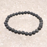 富士溶岩石 気泡なし 6mm玉ブレスレット 証明書付 10.7g (ID:40451)