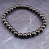 ノーブルシュンガイト  エリートシュンガイト　6mm玉ブレスレット 8.94g (ID:40521)