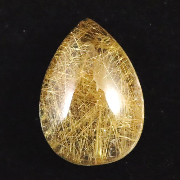 ヒマラヤ マニハール産 ゴールドルチル入り 水晶 ティアドロップ型 ルース 9.3ct (ID:41347)