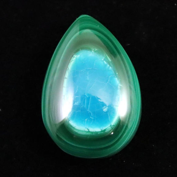 クリソコラインマラカイト　27mmペアシェイプ  タンブル 9.9g (ID:41456)