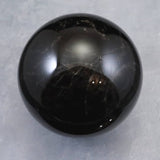 チベット産　黒水晶 モリオン　122mm スフィア 丸玉 台座付 2512g (ID:41704)