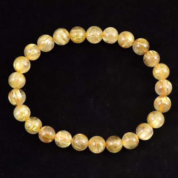 ゴールドタイチンルチルクォーツ AAAA 7.5mm玉ブレスレット 15.3g (ID:42740)