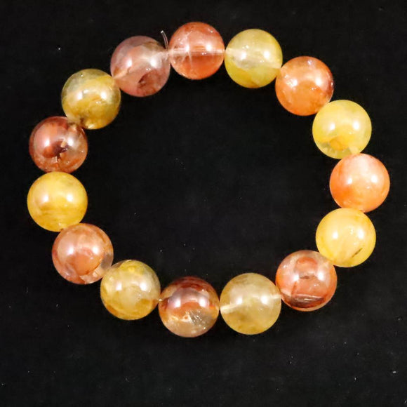 オーロラクォーツ ライモナイトインクォーツ 15mm玉ブレスレット 74.1g (ID:42987)
