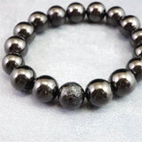 ノーブルシュンガイト  エリートシュンガイト　12mm玉ブレスレット 32.39g (ID:43006)