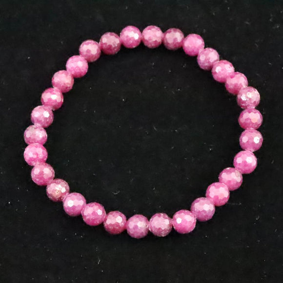 天然ルビー ミラーボールカット (2A)  6mm玉 ブレスレット 11.98g　 (ID:43036)