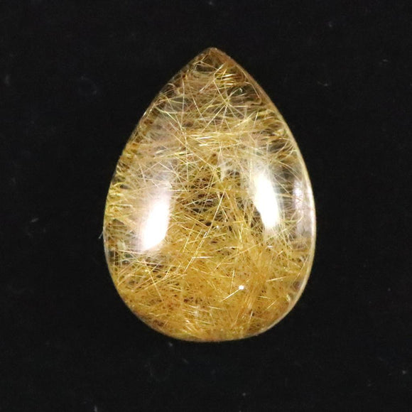 ヒマラヤ マニハール産 ゴールドルチル入り 水晶 ティアドロップ型 ルース 11.7ct (ID:43448)