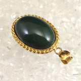 島根県 出雲碧玉 出雲石 SA 19mmオーバル ペンダントトップ　K18YG ディレクトリーカード付 (ID:43611)