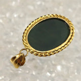 島根県 出雲碧玉 出雲石 SA 19mmオーバル ペンダントトップ　K18YG ディレクトリーカード付 (ID:43611)