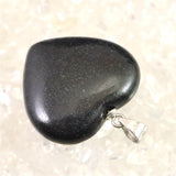 H&E社 ブラックアゼツライト(AZOZEO) 25mmハートペンダントトップ 証明書付 7.0g (ID:43816)