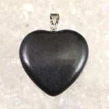 H&E社 ブラックアゼツライト(AZOZEO) 25mmハートペンダントトップ 証明書付 7.0g (ID:43816)