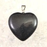H&E社 ブラックアゼツライト(AZOZEO) 25mmハートペンダントトップ 証明書付 7.0g (ID:43816)