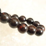 北海道産 ヴァーミリオンオブシディアン（紅十勝） 8mm玉ブレスレット 証明書付 15.3g (ID:44137)