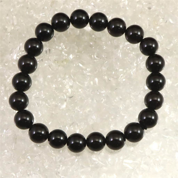 チベット産 天然モリオン水晶 4A  8.5mm玉 ブレスレット 19.9g (ID:44178)