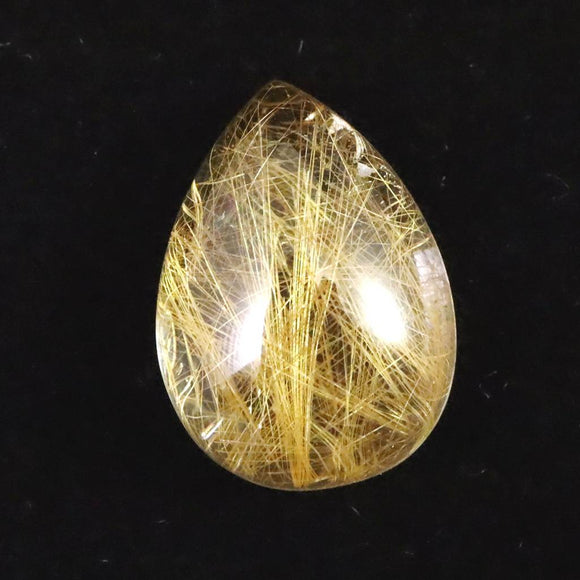 ヒマラヤ マニハール産 ゴールドルチル入り 水晶 ティアドロップ型 ルース 11.3ct (ID:44640)